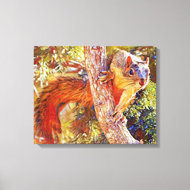 Em Tela Fox Squirrel Fecha Impressão de Arte Fotográfica (Frente)