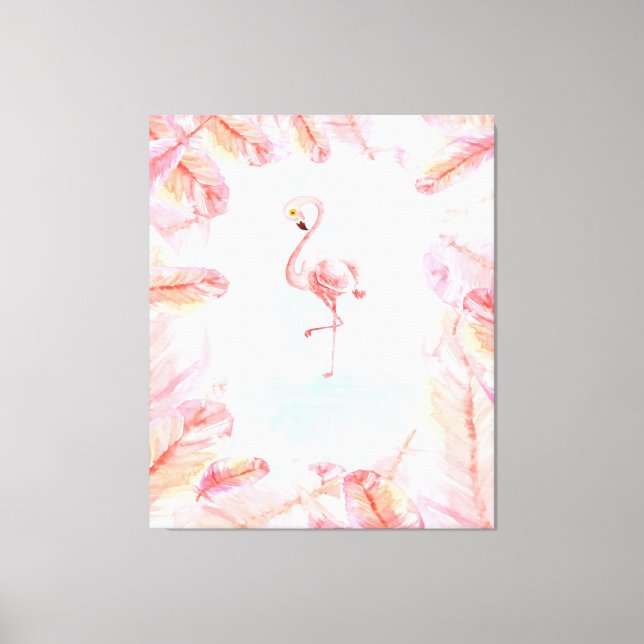 Em Tela Funny Flamingo Lovers | Flamingo Feather Impressão (Frente)