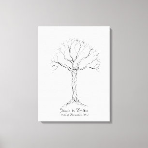 Em Tela Guestbook de Árvore Impressão Digital de Casamento