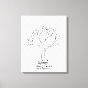 Em Tela Guestbook de Árvore Impressão Digital de Casamento