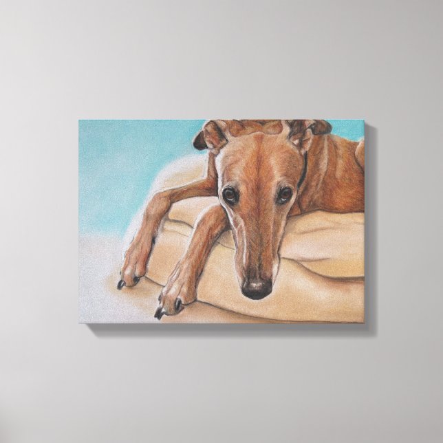 Em Tela Harley Greyhound Dog Art Impressão (Frente)