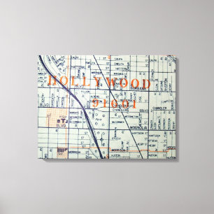 Em Tela Hollywood, impressão do mapa do vintage de CA
