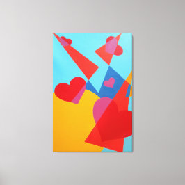 Em Tela Impressão Abstrata de Corações Vermelhos Alegres