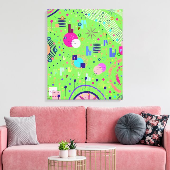 Em Tela Impressão Abstrata Verde Lima (Insitu(Sala de estar))