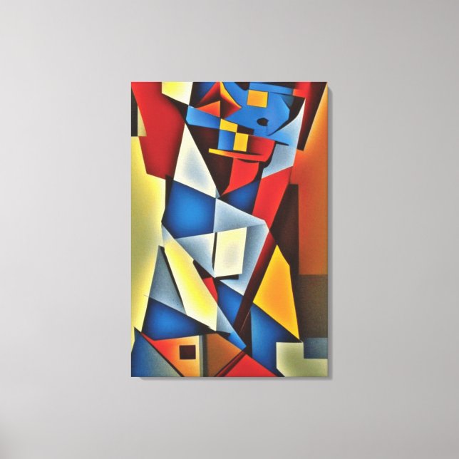 Em Tela Impressão abstrato Cubist Portraje (Frente)
