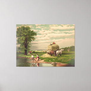 Em Tela Impressão "American Hay Harvest"