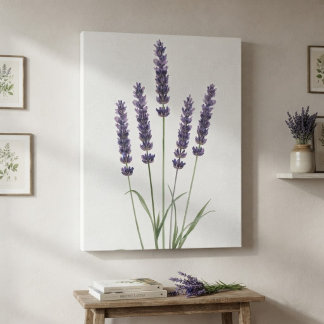 Em Tela Impressão Botânica de Aquarela de Lavanda Roxa