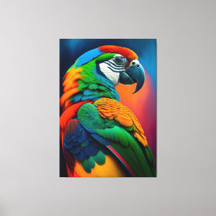 Em Tela Impressão Colorida de Pássaro de Macaw
