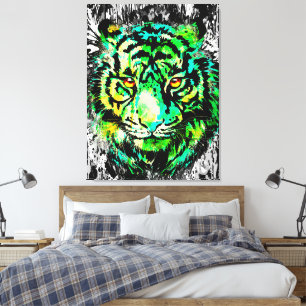 Em Tela Impressão Colorida de Tigre Arte Colorida de Tig