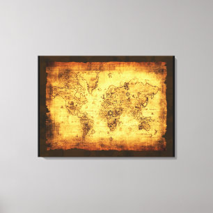 Em Tela Impressão da arte do mapa de Velho Mundo