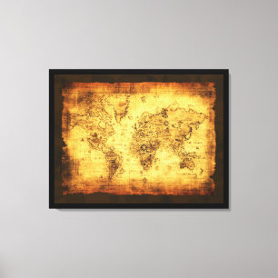 Em Tela Impressão da arte do mapa de Velho Mundo