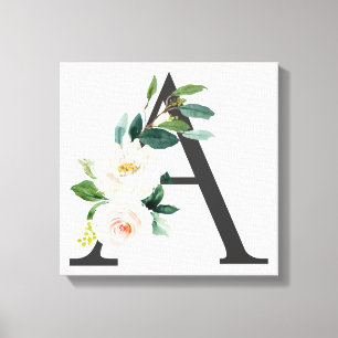 Em Tela Impressão da arte do monograma, letra floral A,