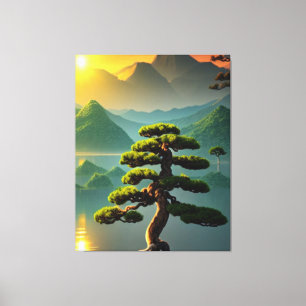Em Tela Impressão da Árvore Bonsai