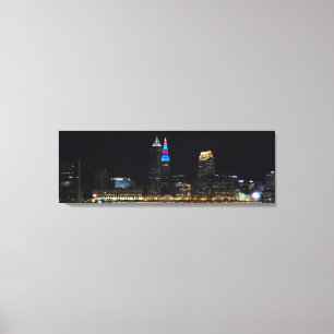 Em Tela Impressão da skyline da noite de Cleveland Ohio