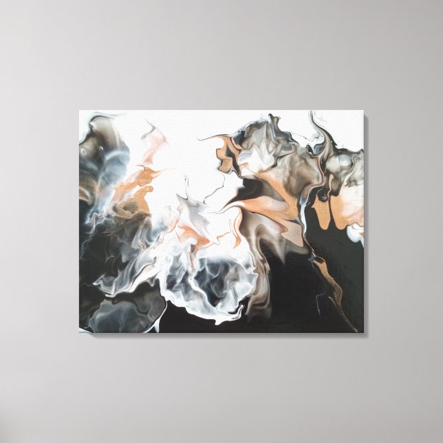 Em Tela Impressão de Abstrato de Arte Líquida e Preta/Dour (Frente)