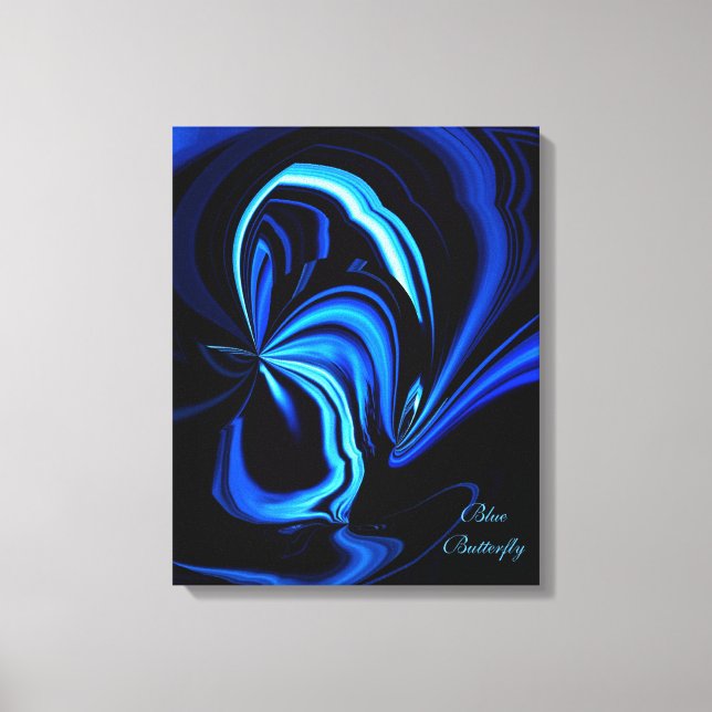 Em Tela Impressão de Abstrato de borboleta azul (Frente)