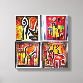 Em Tela Impressão de Abstrato de pintura étnica africana