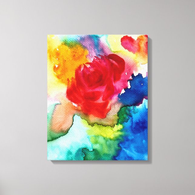 Em Tela Impressão de abstrato de rosa de de aquarelas (Frente)