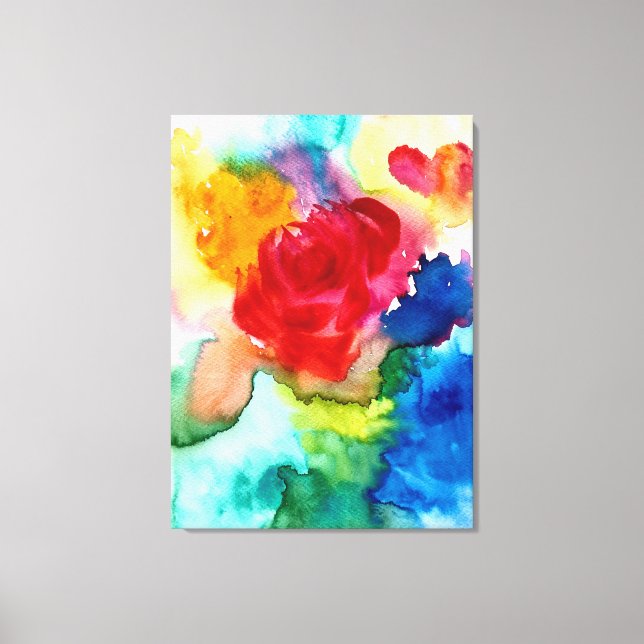 Em Tela Impressão de abstrato de rosa de de aquarelas (Frente)