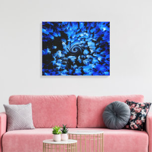 Em Tela Impressão de Abstrato de vidro preto e azul
