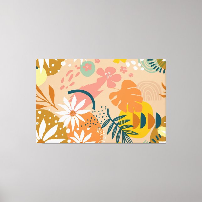 Em Tela Impressão de Abstrato Floral (Frente)