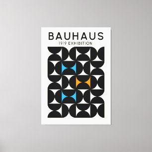 Em Tela Impressão de Arte Bauhaus Preto Grid Geométrico 19
