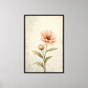 Em Tela Impressão de Arte da Flor Rosa Botânica