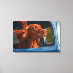 Em Tela Impressão de Arte de Cachorro Vermelho Apreciando