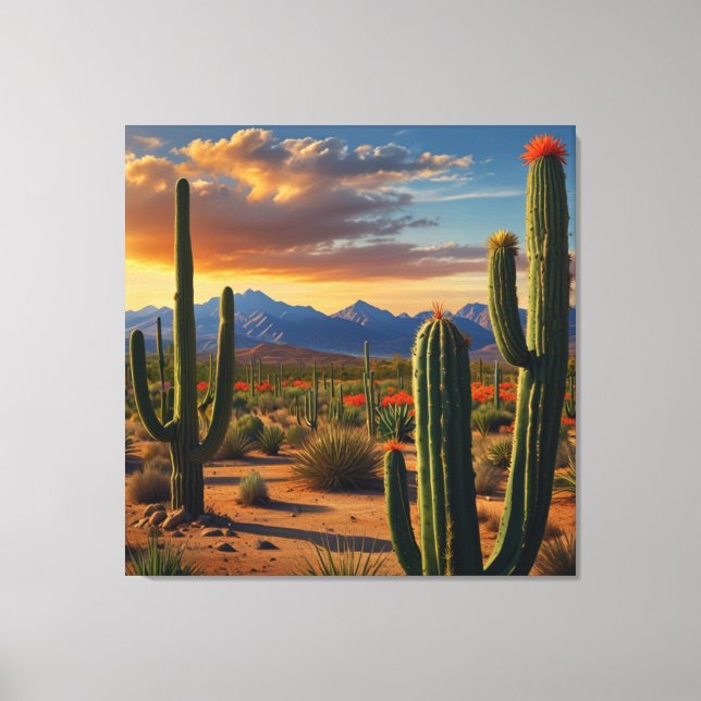 Em Tela Impressão de Arte de Cactus Mexicano vibrante (Frente)