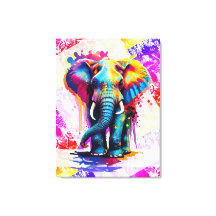Impressão de Arte de Muro de Elefante Colorida - V