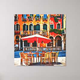 Em Tela Impressão de arte de vibrante café italiano - Praç