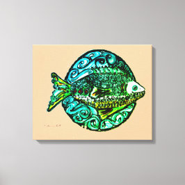 Em Tela Impressão de arte fina de peixe amigável contempor