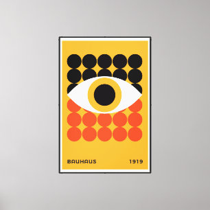 Em Tela Impressão de Arte Geométrica Bauhaus Eye Laranja 1