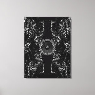 Em Tela Impressão de auto-falante de música branca e preta
