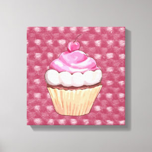 Em Tela Impressão de Cupcake Rosa Adorável