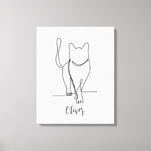 Em Tela Impressão de Desenho Ancorante de Gato Personaliza