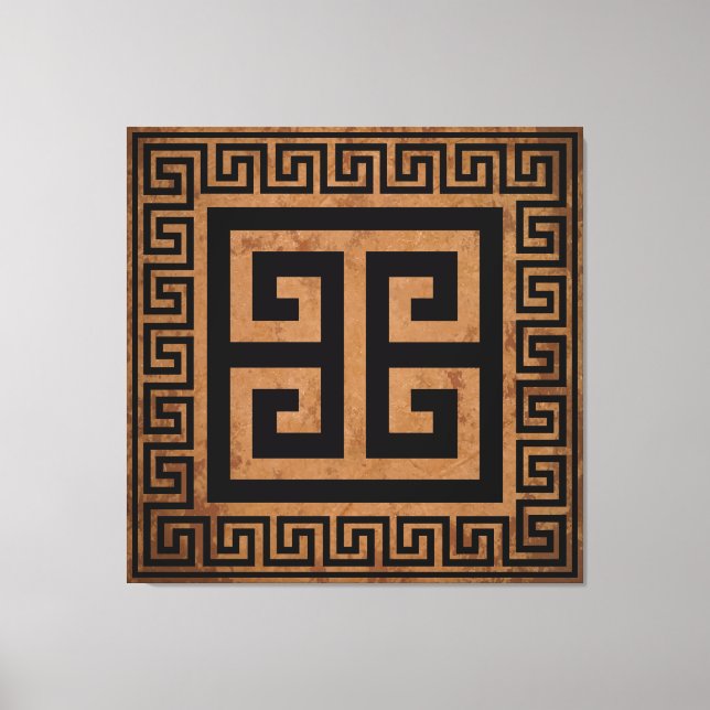 Em Tela Impressão de Design preto de padrão-chave grego (Frente)