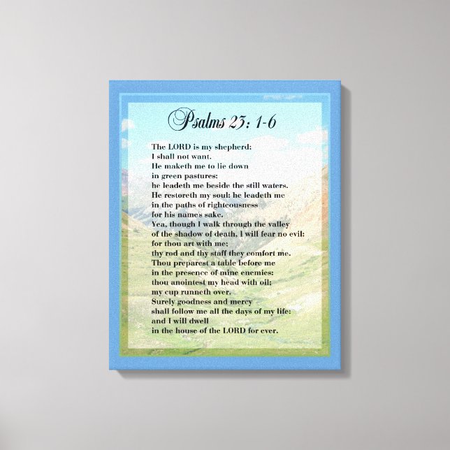 Em Tela Impressão De Escritura Psalm 23:1-6 (Frente)