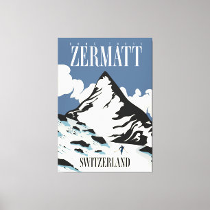 Em Tela Impressão de Esqui de Suiça Zermatt