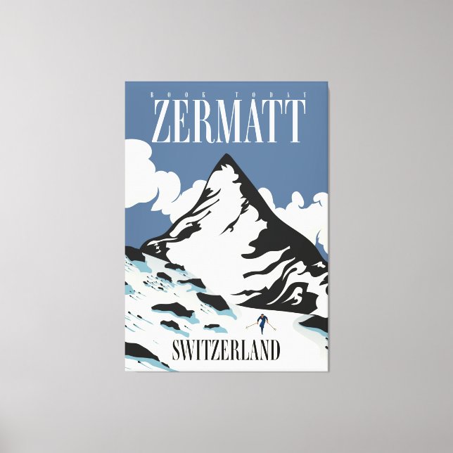 Em Tela Impressão de esqui Zermatt Suíça (Frente)