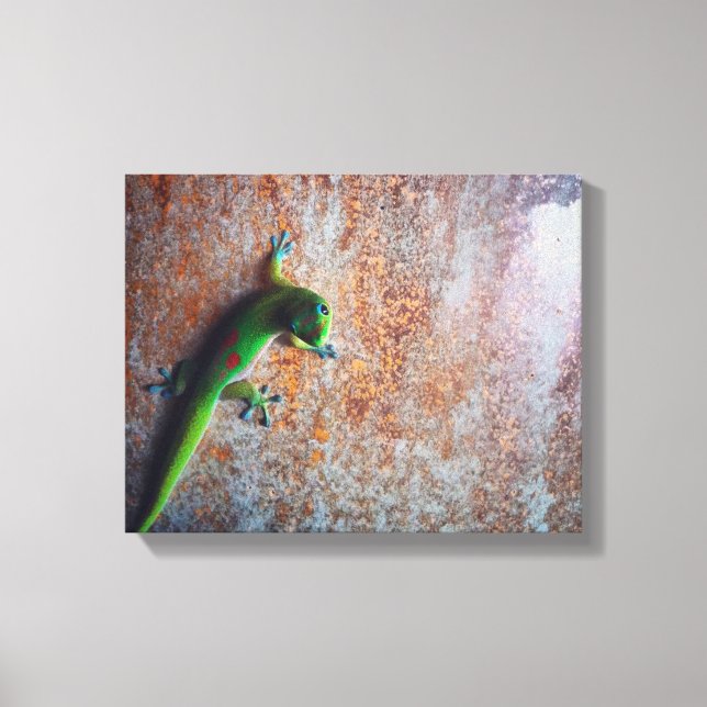 Em Tela Impressão de Gecko Verde (Frente)