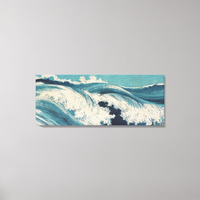 Em Tela Impressão de Oceano de Ondas Azuis Antigas Japones (Frente)