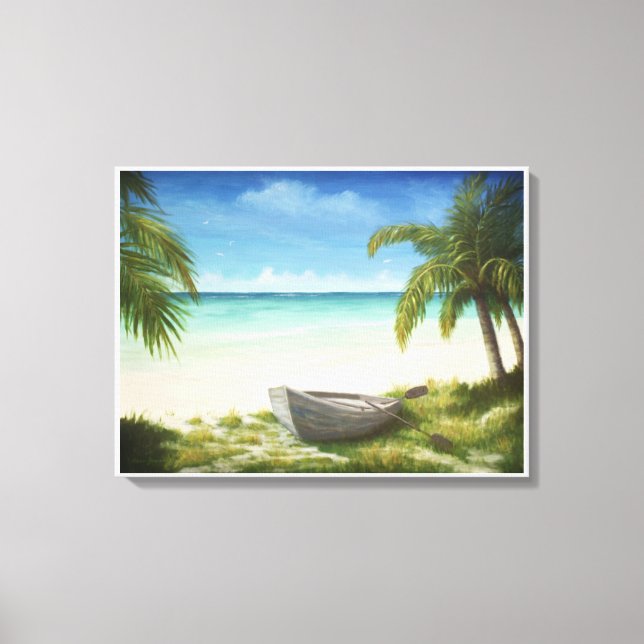 Em Tela Impressão de paisagem de praia de Caribe - Encaixa (Frente)