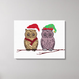 Em Tela Impressão de papais noeis Owl e Elf Owl