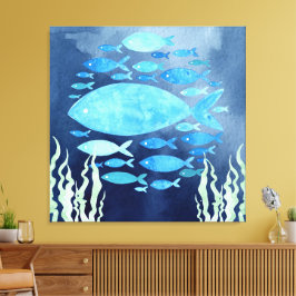 Em Tela Impressão De Peixes No Mar