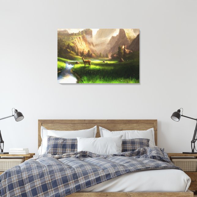 Em Tela Impressão de pintura de óleo de Deer Valley (Insitu(Quarto))