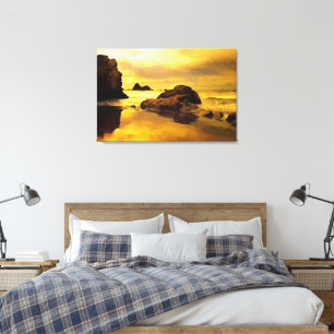 Em Tela Impressão de pintura de óleo de rocha oceânica