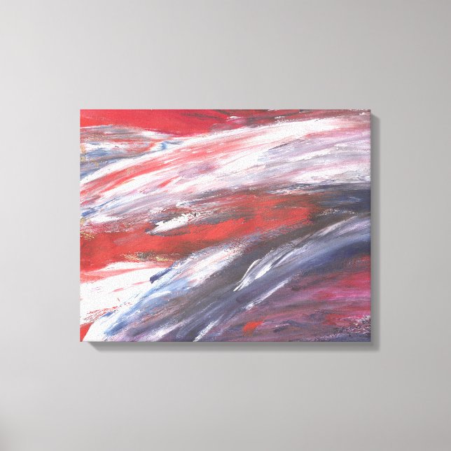 Em Tela Impressão de pintura vermelha, branca e azul (Frente)