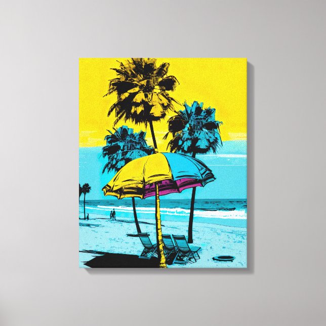 Em Tela Impressão de Pop de Arte da Califórnia Beach (Frente)