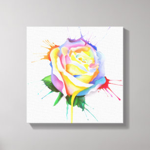 Em Tela Impressão de Rosa de Coloração d'água